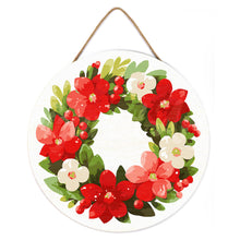 Cargar imagen en el visor de la galería, Pintar por Números en Disco de Madera - Corona navideña floral