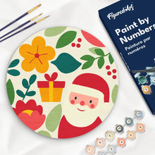 Cargar imagen en el visor de la galería, Pintar por Números en Disco de Madera - Papá Noel y flores