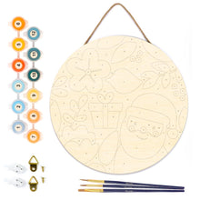 Cargar imagen en el visor de la galería, Pintar por Números en Disco de Madera - Papá Noel y flores