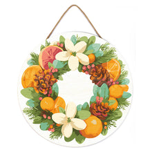 Cargar imagen en el visor de la galería, Pintar por Números en Disco de Madera - Corona de pino y cítricos
