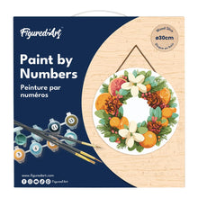 Cargar imagen en el visor de la galería, Pintar por Números en Disco de Madera - Corona de pino y cítricos