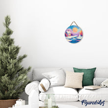 Cargar imagen en el visor de la galería, Pintar por Números en Disco de Madera - Paisaje invernal al atardecer