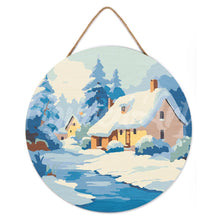Cargar imagen en el visor de la galería, Pintar por Números en Disco de Madera - Cabaña de invierno