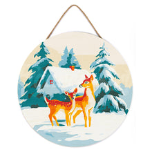 Cargar imagen en el visor de la galería, Pintar por Números en Disco de Madera - Ciervo y cabaña