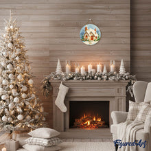 Cargar imagen en el visor de la galería, Pintar por Números en Disco de Madera - Casa de ladrillo en invierno