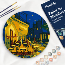 Cargar imagen en el visor de la galería, Pintar por numeros Figured'Art - Pintar por Números en Disco de Madera - Pinturas De Van Gogh - Café