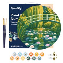 Cargar imagen en el visor de la galería, Pintar por Números en Disco de Madera - Nenúfares y puente japonés - Monet