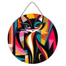 Cargar imagen en el visor de la galería, Pintar por Números en Disco de Madera - Gato Abstracto Audaz