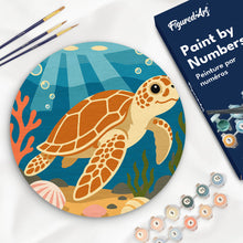 Cargar imagen en el visor de la galería, Pintar por numeros Figured'Art - Pintar por Números en Disco de Madera - Tortuga