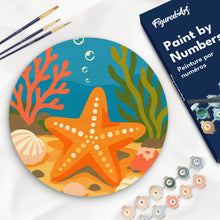 Cargar imagen en el visor de la galería, Pintar por numeros Figured'Art - Pintar por Números en Disco de Madera - Estrella de mar
