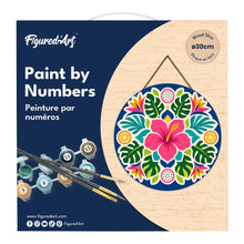 Cargar imagen en el visor de la galería, Pintar por Números en Disco de Madera - Mandala de hibisco