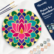 Cargar imagen en el visor de la galería, Pintar por numeros Figured'Art - Pintar por Números en Disco de Madera - Mandala de loto