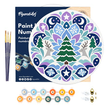 Cargar imagen en el visor de la galería, Pintar por Números en Disco de Madera - Mandala navideño
