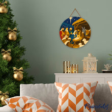 Cargar imagen en el visor de la galería, Pintar por Números en Disco de Madera - Belén de Navidad