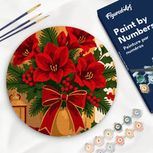 Cargar imagen en el visor de la galería, Pintar por numeros Figured'Art - Pintar por Números en Disco de Madera - Flores de Pascua