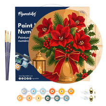 Cargar imagen en el visor de la galería, Pintar por Números en Disco de Madera - Flores de Pascua