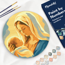 Cargar imagen en el visor de la galería, Pintar por numeros Figured'Art - Pintar por Números en Disco de Madera - Abrazo de María