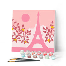Cargar imagen en el visor de la galería, Mini Pintar por Números 20x20cm con bastidor París al sol