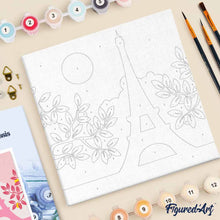 Cargar imagen en el visor de la galería, Mini Pintura por Números 20x20cm con bastidor París al sol