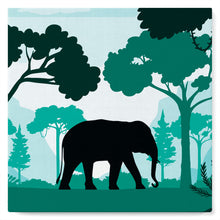 Cargar imagen en el visor de la galería, Mini Pintura por Números 20x20cm con bastidor Elefante en el bosque verde