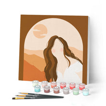 Cargar imagen en el visor de la galería, Mini Pintar por Números 20x20cm con bastidor Mujer y Arcade