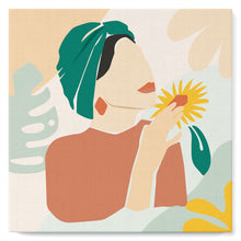 Cargar imagen en el visor de la galería, Mini Pintura por Números 20x20cm con bastidor Mujer con turbante verde