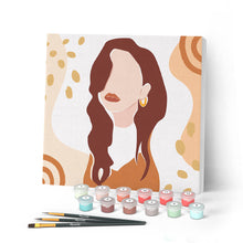 Cargar imagen en el visor de la galería, Mini Pintar por Números 20x20cm con bastidor Mujer pensativa