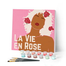 Cargar imagen en el visor de la galería, Mini Pintar por Números 20x20cm con bastidor La vida en rosa