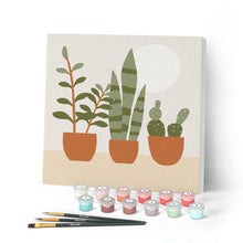 Cargar imagen en el visor de la galería, Mini Pintar por Números 20x20cm con bastidor Plantas grasas