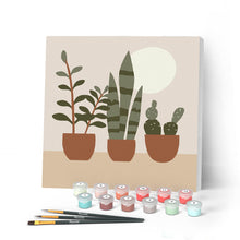 Cargar imagen en el visor de la galería, Mini Pintar por Números 20x20cm con bastidor Plantas grasas
