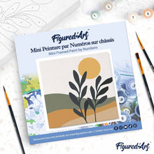 Cargar imagen en el visor de la galería, Mini Pintura por Números 20x20cm con bastidor Paisaje y planta