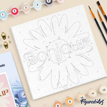 Cargar imagen en el visor de la galería, Mini Pintura por Números 20x20cm con bastidor Buenos días