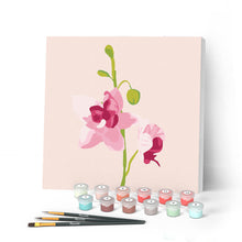 Cargar imagen en el visor de la galería, Mini Pintar por Números 20x20cm con bastidor Orquídea