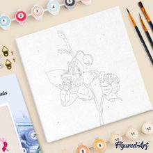 Cargar imagen en el visor de la galería, Mini Pintura por Números 20x20cm con bastidor Orquídea