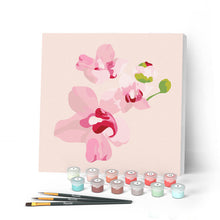 Cargar imagen en el visor de la galería, Mini Pintar por Números 20x20cm con bastidor Flores de orquídeas