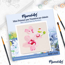 Cargar imagen en el visor de la galería, Mini Pintura por Números 20x20cm con bastidor Flores de orquídeas
