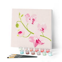 Cargar imagen en el visor de la galería, Mini Pintar por Números 20x20cm con bastidor Orquídea 2