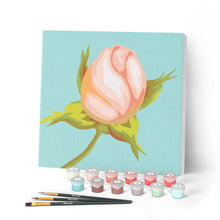Cargar imagen en el visor de la galería, Mini Pintar por Números 20x20cm con bastidor Flor de botón