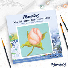 Cargar imagen en el visor de la galería, Mini Pintura por Números 20x20cm con bastidor Flor de botón