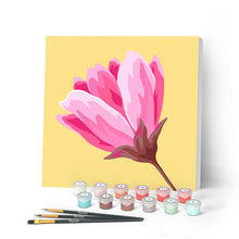 Cargar imagen en el visor de la galería, Mini Pintar por Números 20x20cm con bastidor Flor rosa
