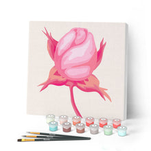 Cargar imagen en el visor de la galería, Mini Pintar por Números 20x20cm con bastidor Capullo de rosa
