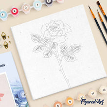 Cargar imagen en el visor de la galería, Mini Pintura por Números 20x20cm con bastidor Rose en su tallo