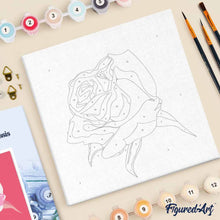 Cargar imagen en el visor de la galería, Mini Pintura por Números 20x20cm con bastidor Corola de Rosa