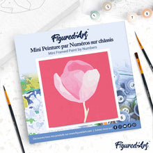 Cargar imagen en el visor de la galería, Mini Pintura por Números 20x20cm con bastidor Tulipán en su tallo