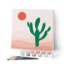 Cargar imagen en el visor de la galería, Mini Pintar por Números 20x20cm con bastidor Cactus