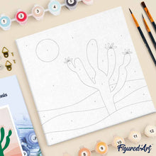 Cargar imagen en el visor de la galería, Mini Pintura por Números 20x20cm con bastidor Cactus