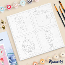 Cargar imagen en el visor de la galería, Mini Pintura por Números 20x20cm con bastidor Delicias