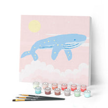 Cargar imagen en el visor de la galería, Mini Pintar por Números 20x20cm con bastidor Ballena jorobada