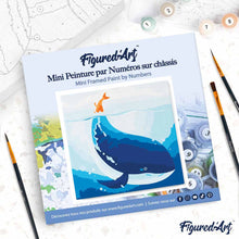 Cargar imagen en el visor de la galería, Mini Pintura por Números 20x20cm con bastidor Ballena azul