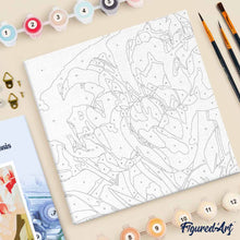 Cargar imagen en el visor de la galería, Mini Pintura por Números 20x20cm con bastidor Eclosión de tulipanes